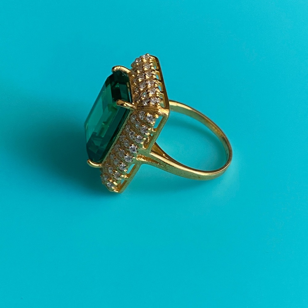 Emerald Inspired Statement Ring With Zirconia - image 8